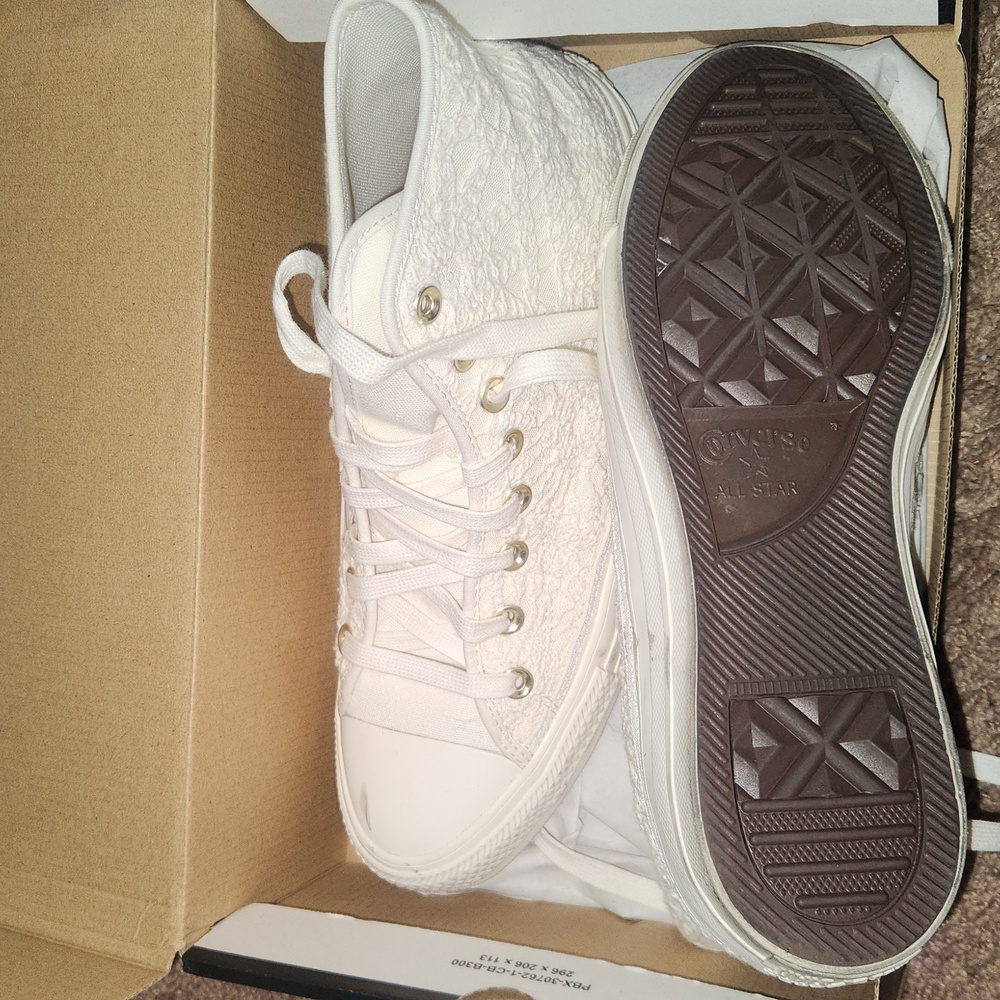 Converse Women's White Lace High-Tops - Picture 2 of 5